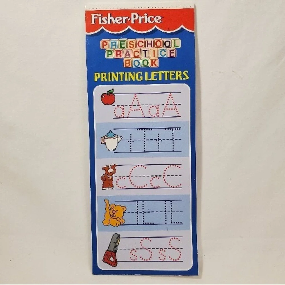 Vintage 1998 Fisher Price Preschool Practice Book Printing Letters Workbook